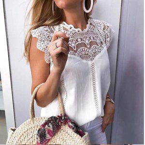 Stunning Lace Patchwork Sleeveless Top